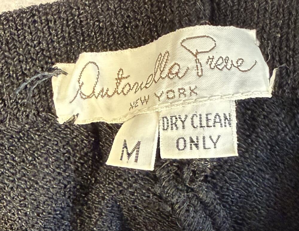 Vtg Antonello Preve Jet Black Knit Pants Med Lagenlook Minimalist Capsule Luxury
